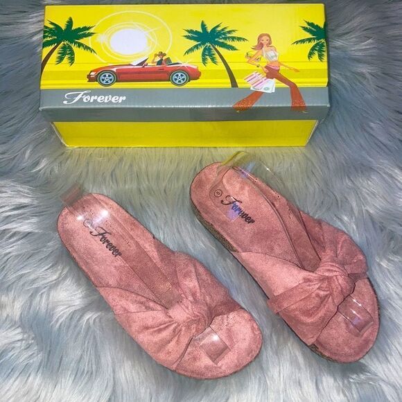 FOREVER Mauve Pink Bow Sandals - Picture 1 of 5